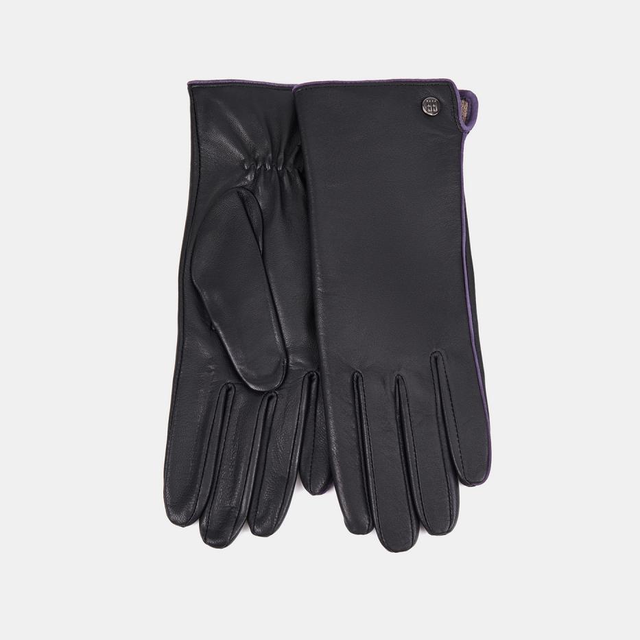 LB-0209-RF-blackdviolet Перчатки женскиенатуркожа черныйфиолетовый 3990₽