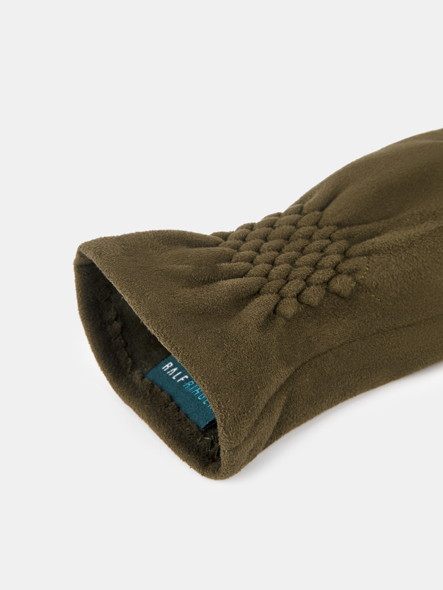 RH22-27_Н Перчатки женские Ralf Ringer искусств.замша,б/р,оливковые