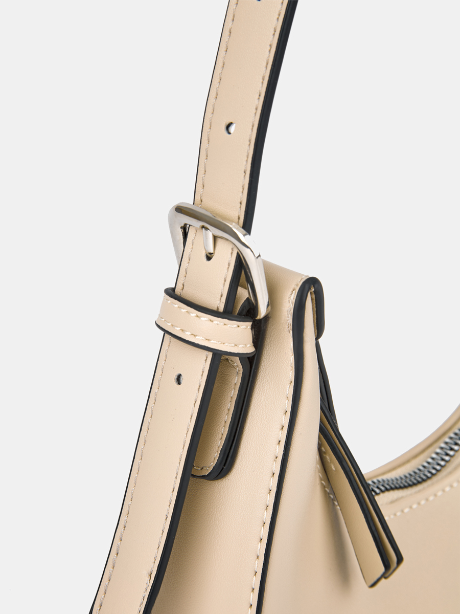 Сумка полумесяц женская, бежевая, 21*6*11