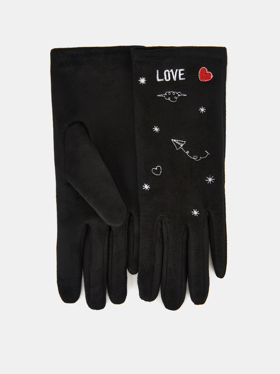 RH80-1_Н Перчатки женские 90%полиэстер, 10%эластан черные