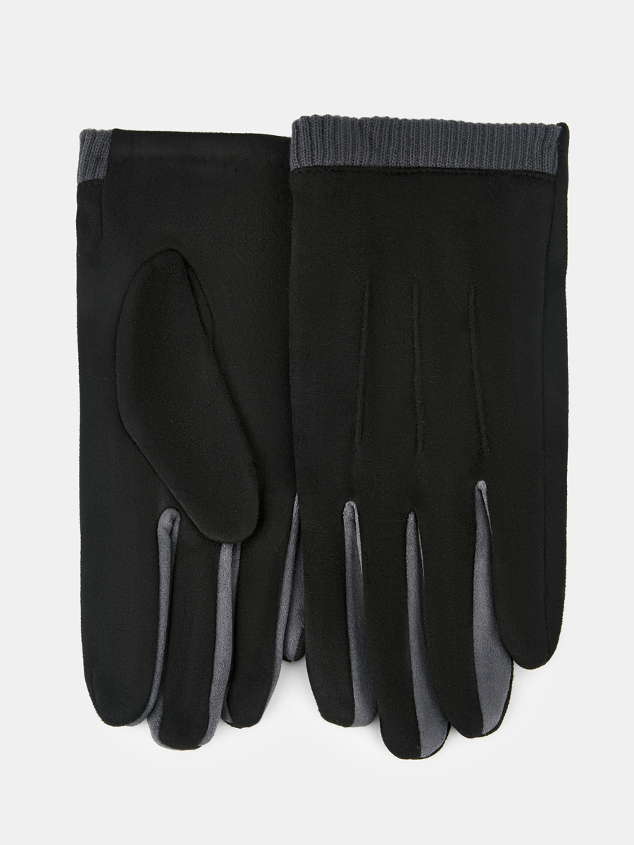 GMT-220-02-FIP-01/08_Н Перчатки мужские 90%полиэстер, 10%эластан,без разм.черн/серые