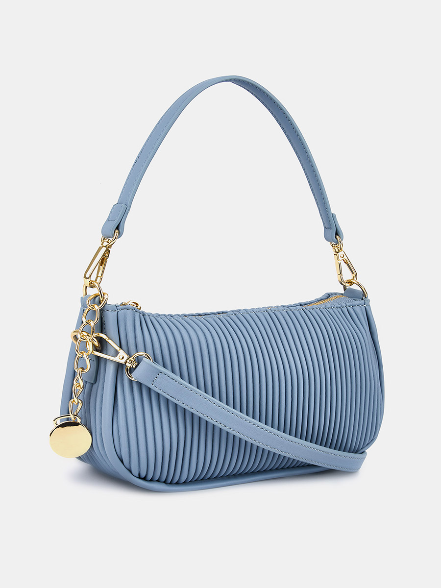 Сумка багет женская, голубая, 23*7*14