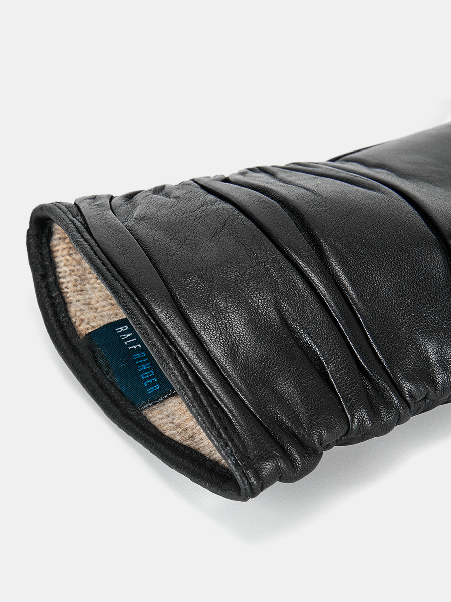 LB-8228-RF-black-6.5_Н Перчатки жен.нат.кожа70%шерсть ,30% акрил р.6,5 черные