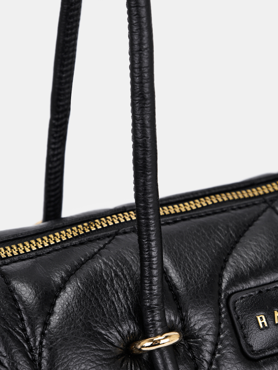 Сумка женская цилиндрической формы, черная, 28х8х13