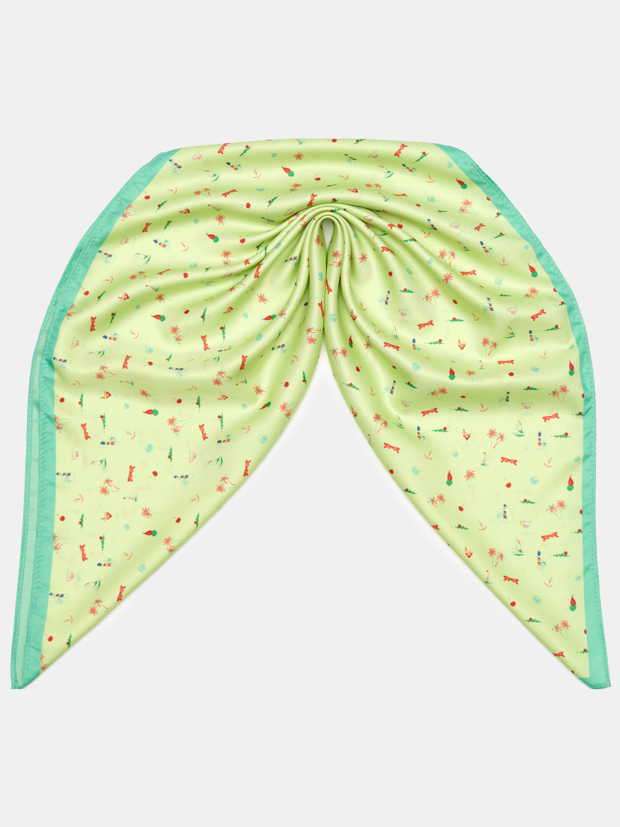 170312P-17497-14_Н Платок женский,100%полиэстер ,55*55, салатовый