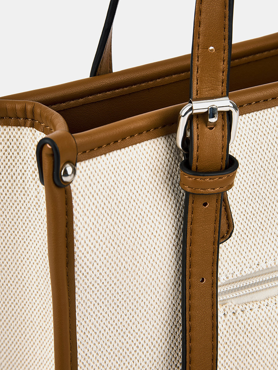 Сумка тоут женская, бежевая, 33*7*23