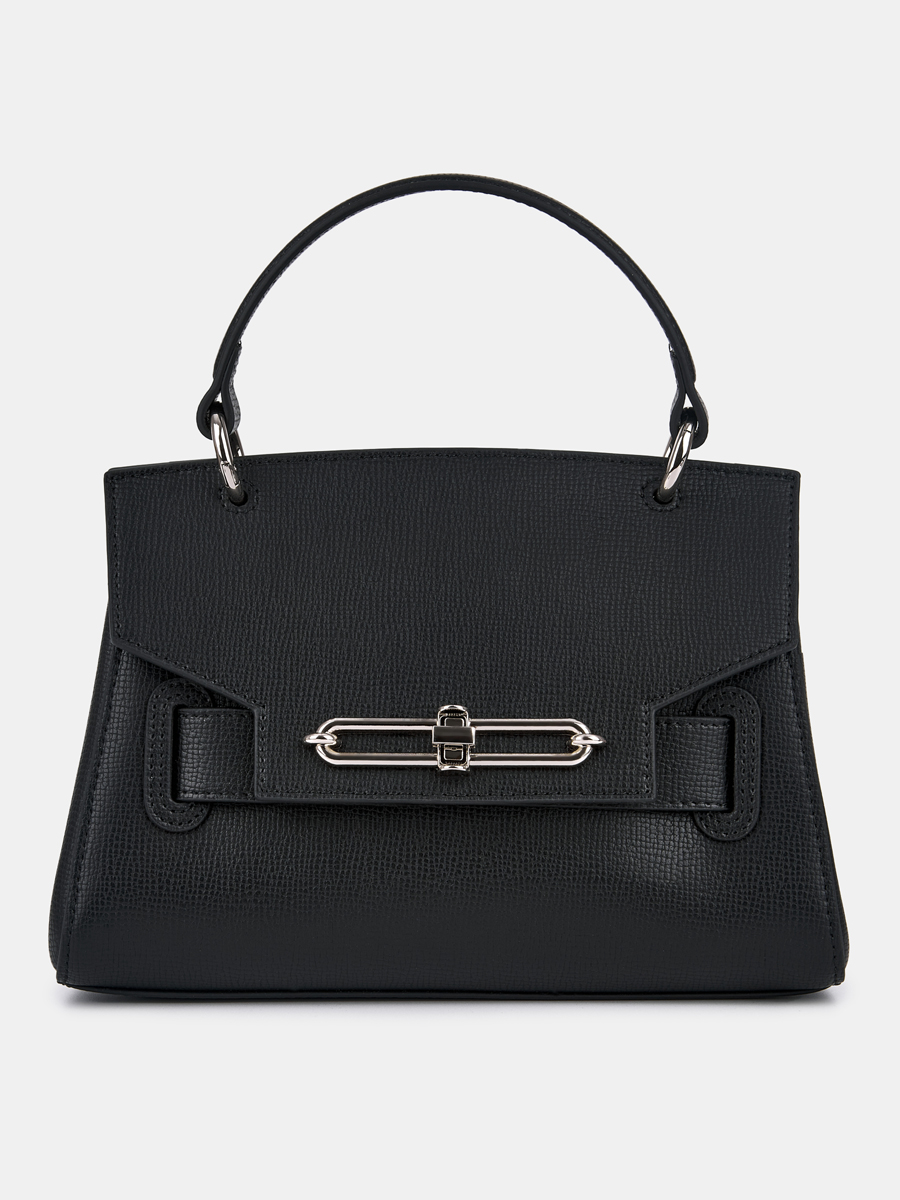 Сумка женская из натуральной кожи, черная, 25х10х18