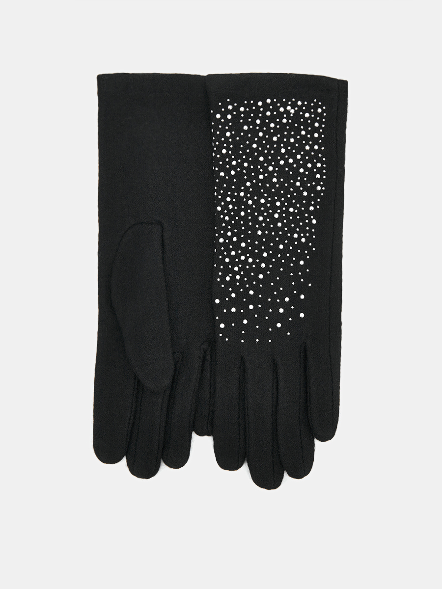 LB-PH-42-RF-black-M_Н Перчатки жен.трикотаж 80%шерст ь,20% нейлон,р.M черные