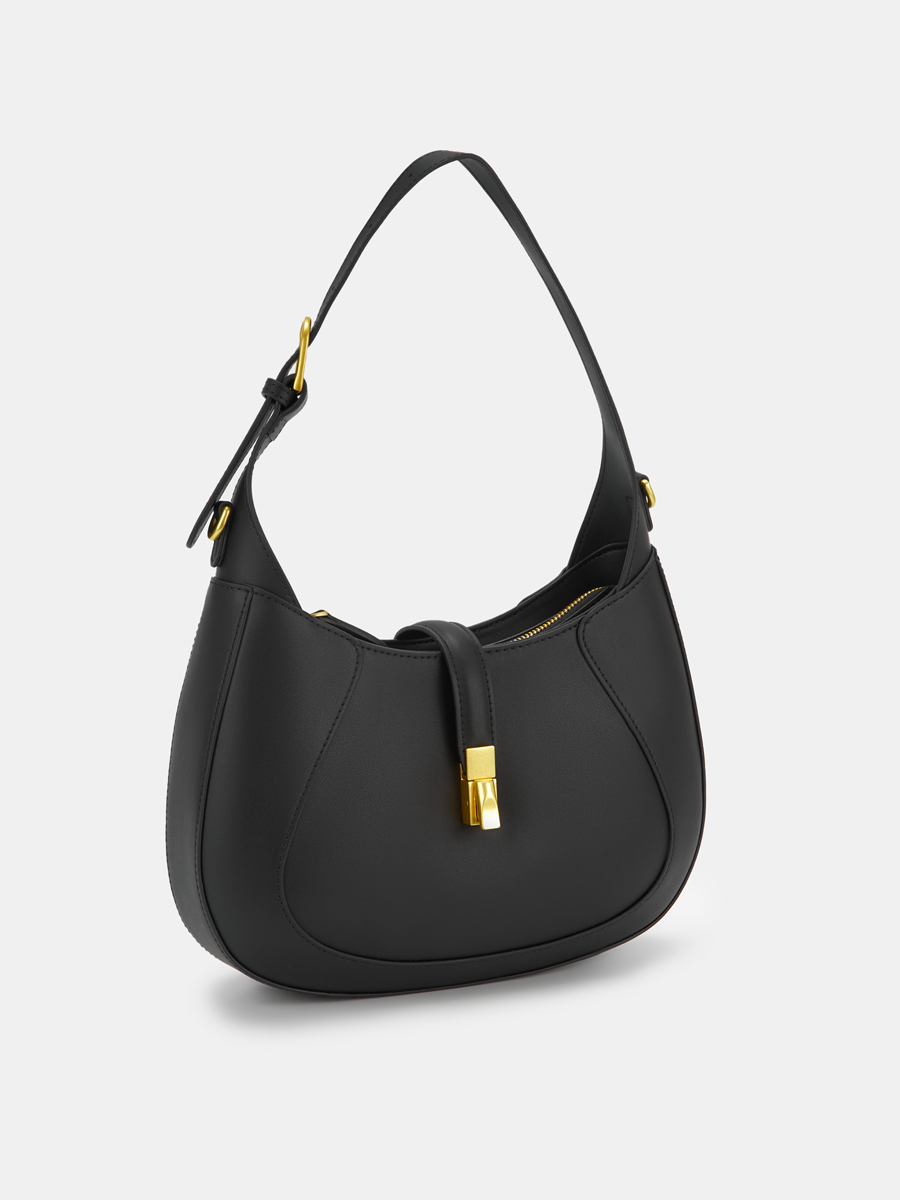  Сумка женская из натуральной кожи, черная, 28,5х8х23