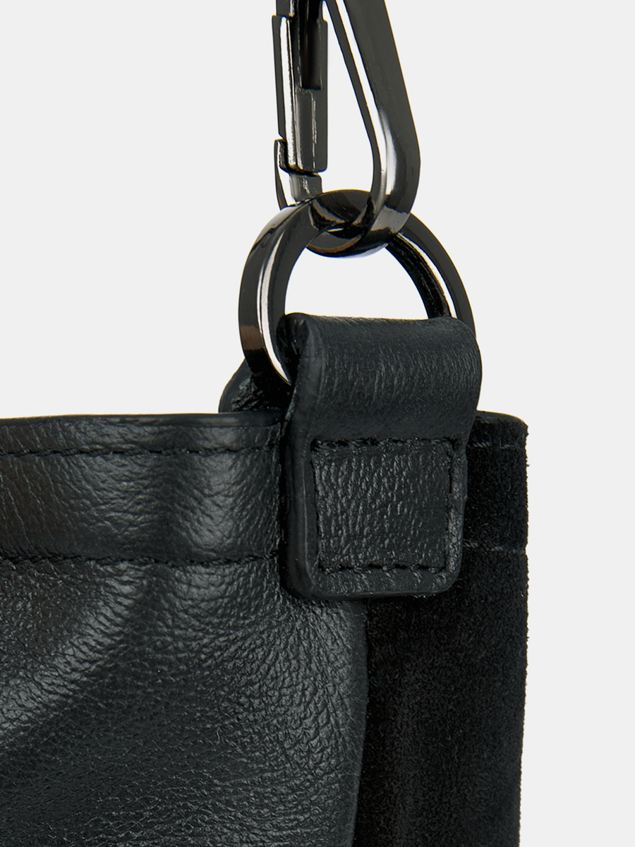 Сумка женская из натурального велюра, черная, 31,5х28х3