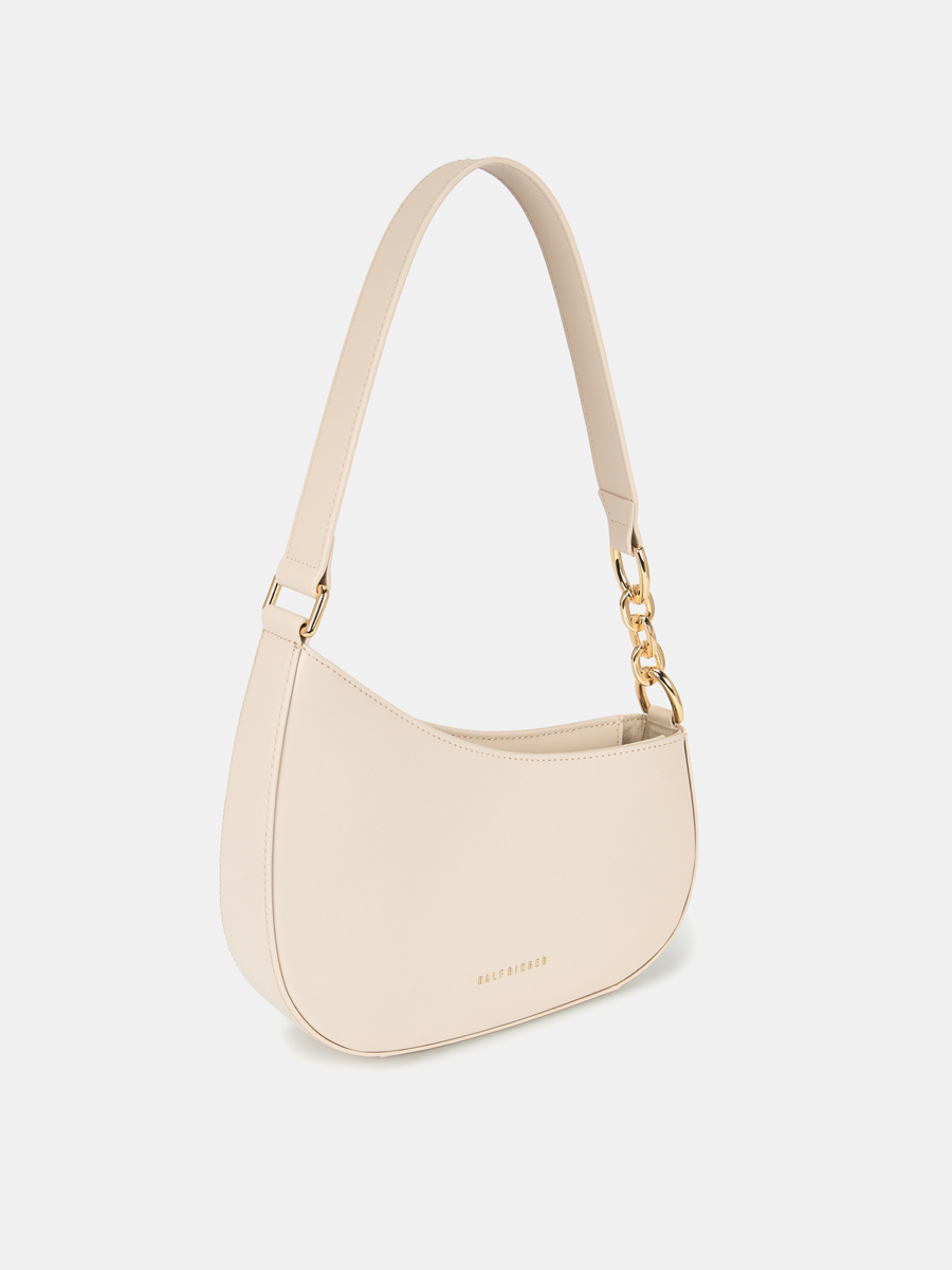 Сумка женская из натуральной кожи, бежевая, 6,5*20*25