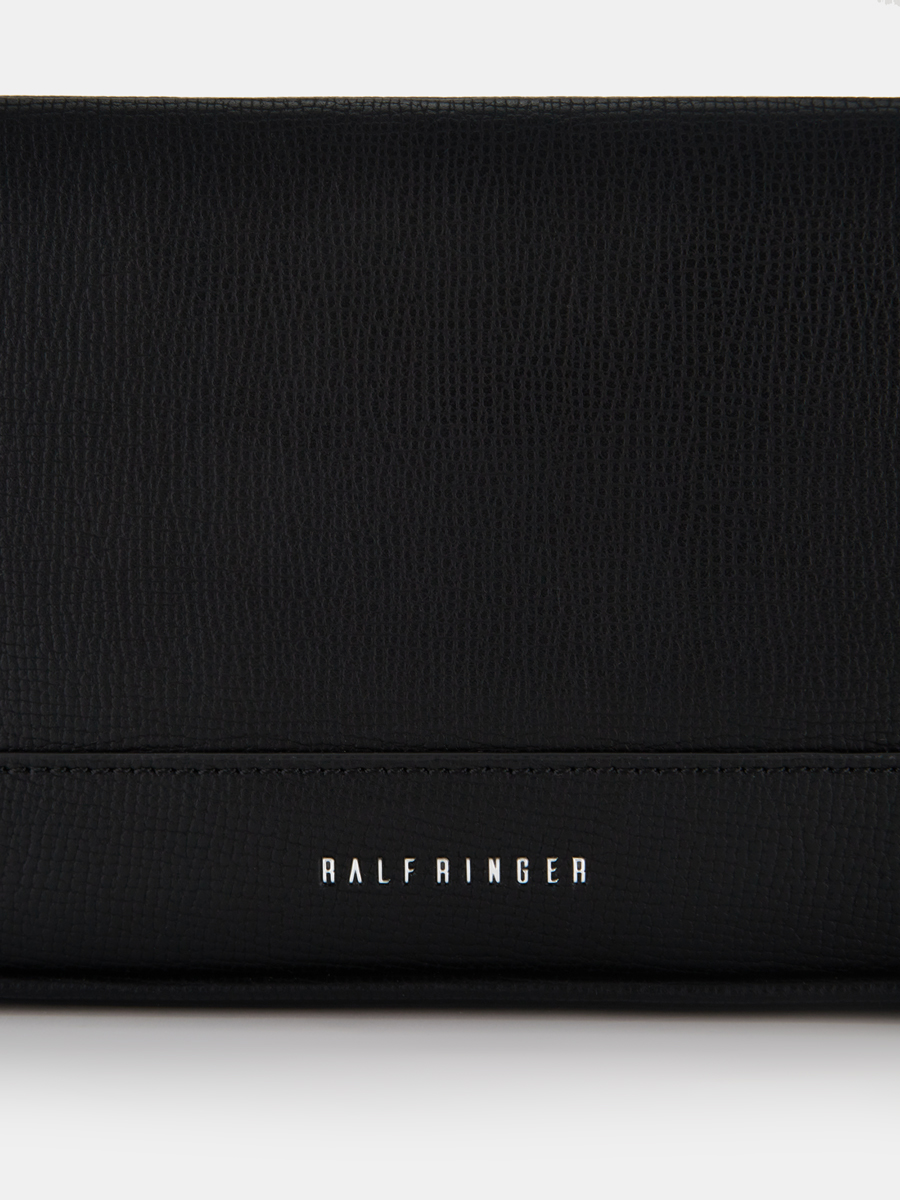  Сумка багет женская из натуральной кожи, черная, 27х6х14