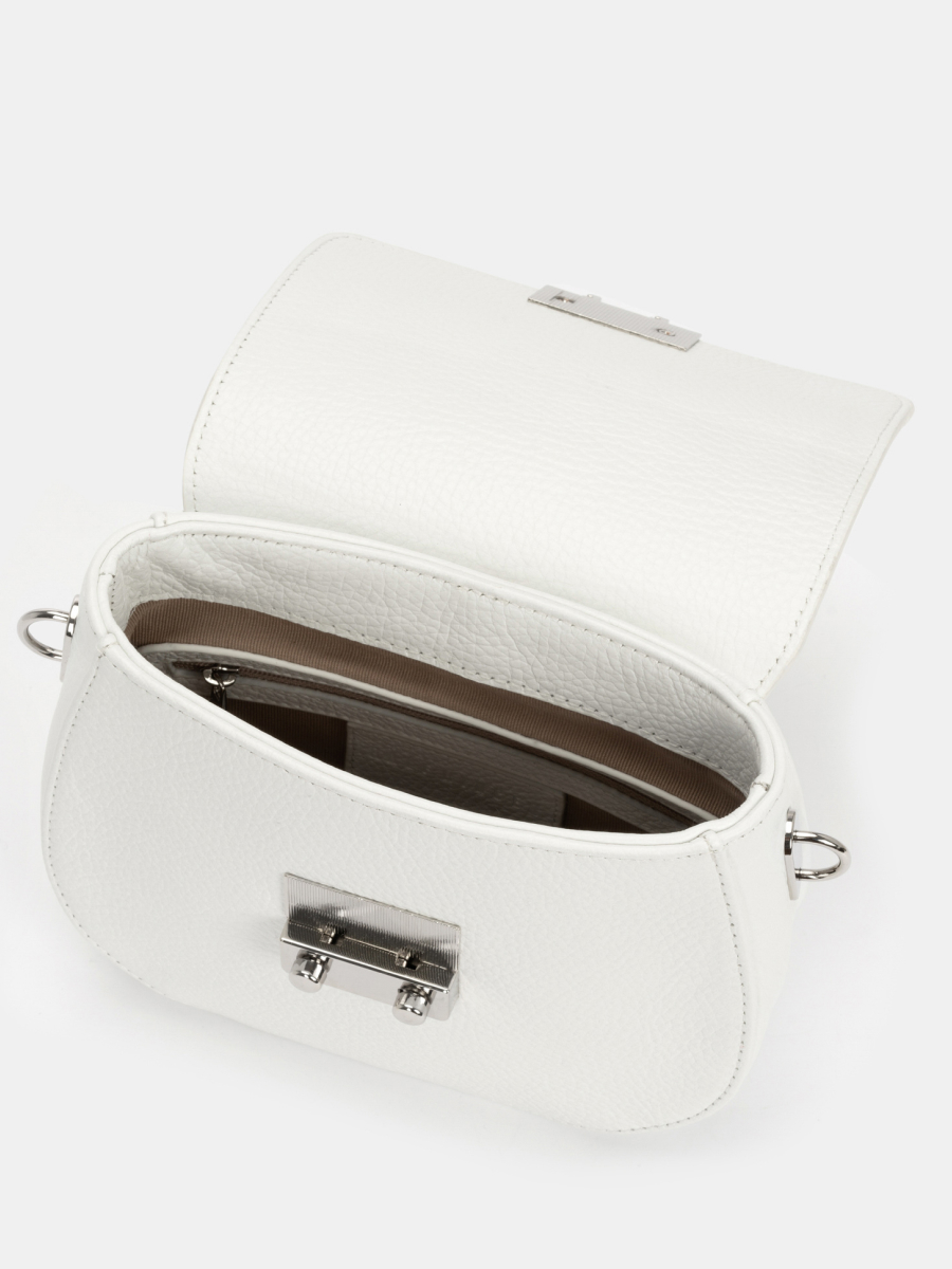 Сумка женская из натуральной кожи, белая, 19х13х6