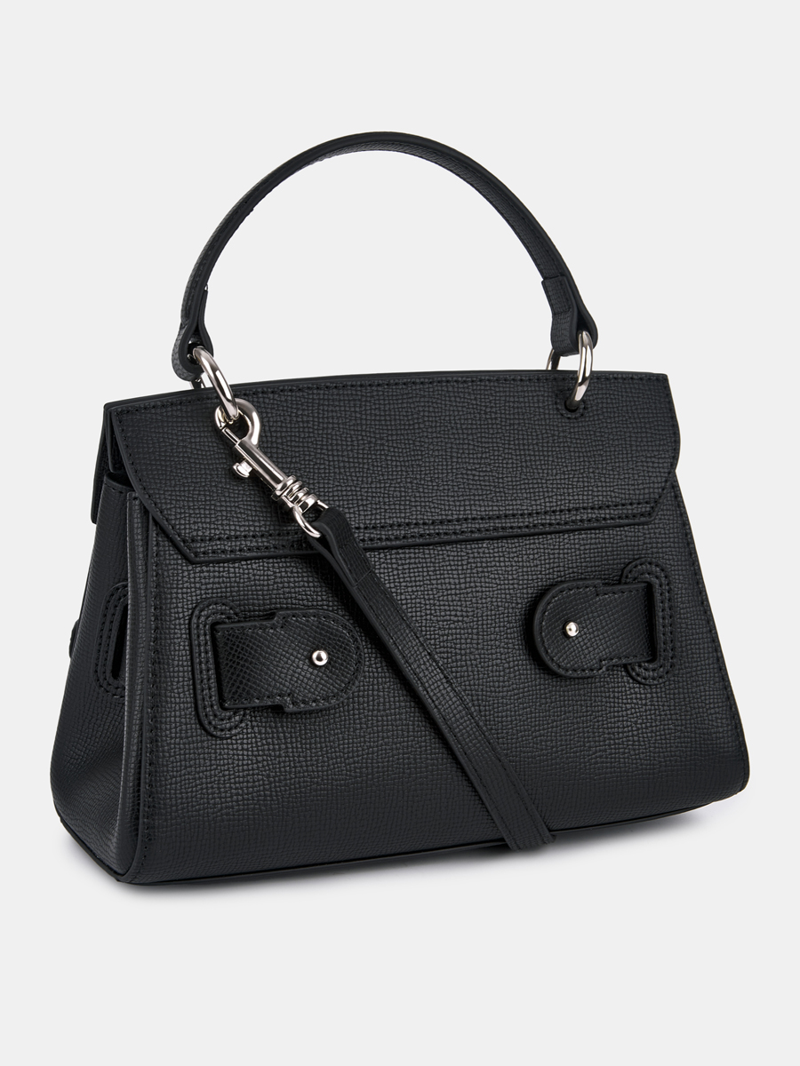 Сумка женская из натуральной кожи, черная, 25х10х18