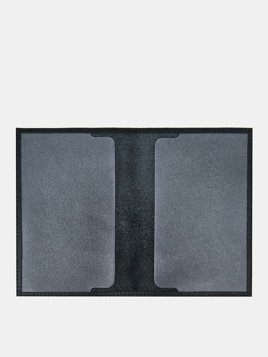 АУГЮ007500 Обложка для паспорта мужская натур.кожа,95*137*2,черная