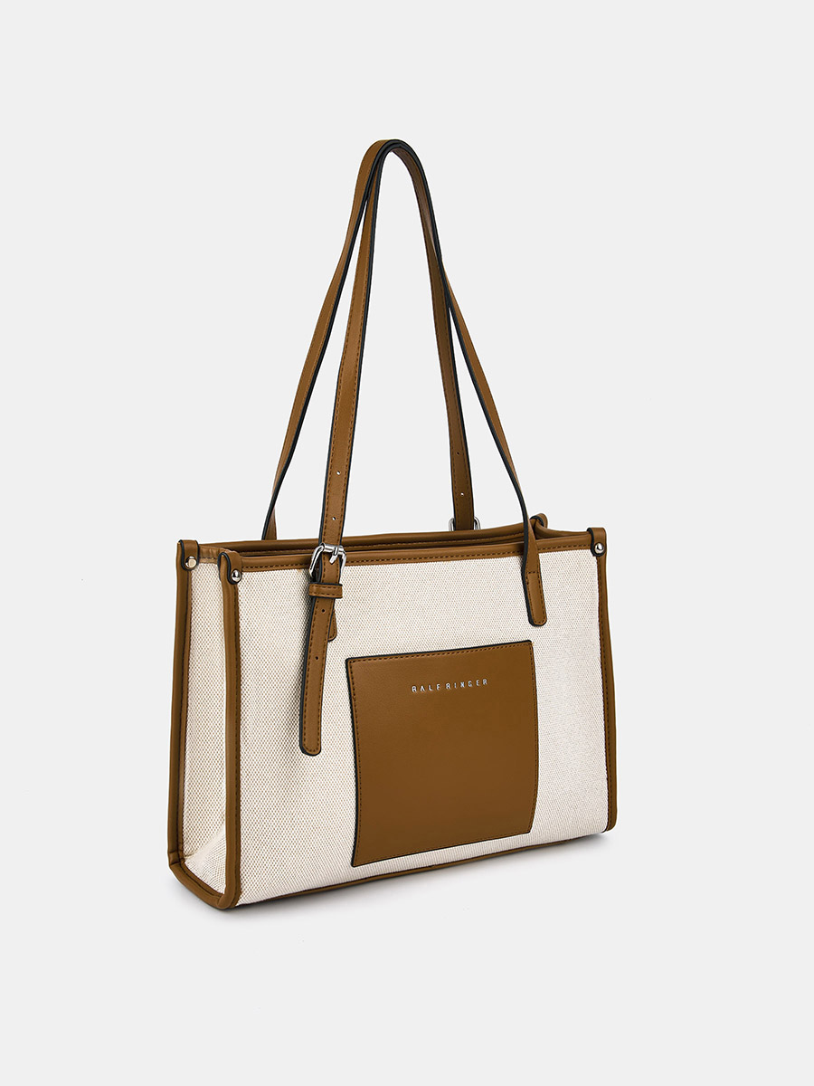 Сумка тоут женская, бежевая, 33*7*23