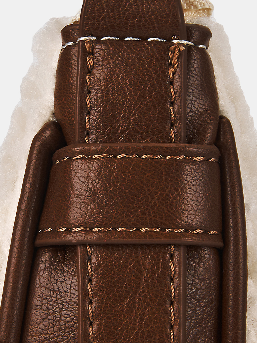 Сумка женская меховая, бежевая, 25x7x13