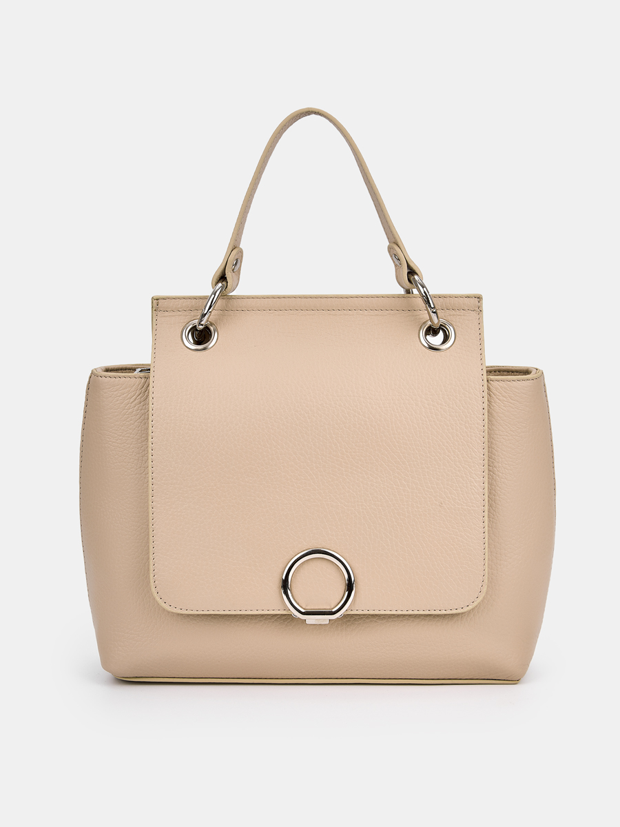 Сумка женская из натуральной кожи, бежевая, 32x10x12,5