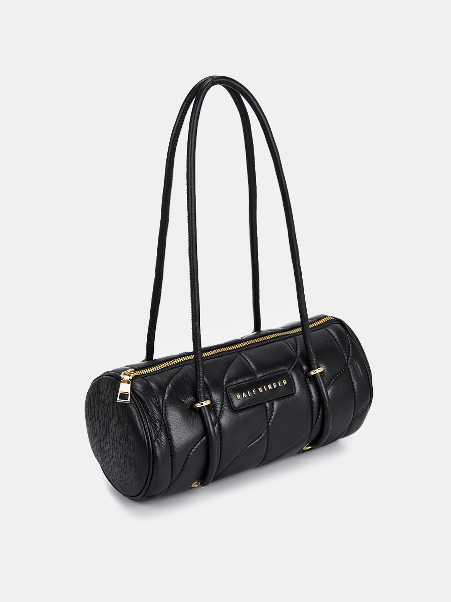 Сумка женская цилиндрической формы, черная, 28х8х13