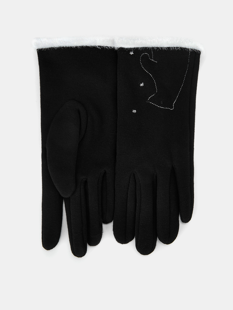 LB-PH-89-RF-black-M_Н Перчатки женские трикотаж подкладка р.M черные