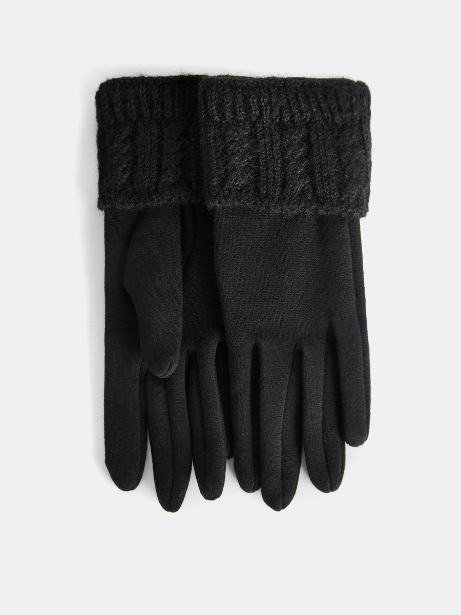 LB-PH-90-RF-black Перчатки жен.трикотаж 50% хло пок,50%полиэстер,черный