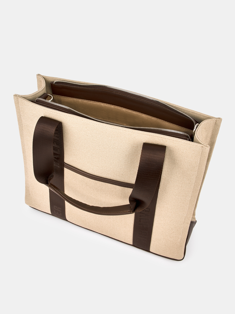 Сумка женская, бежевая, 36x11,5x29