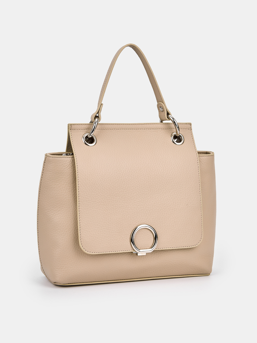 Сумка женская из натуральной кожи, бежевая, 32x10x12,5