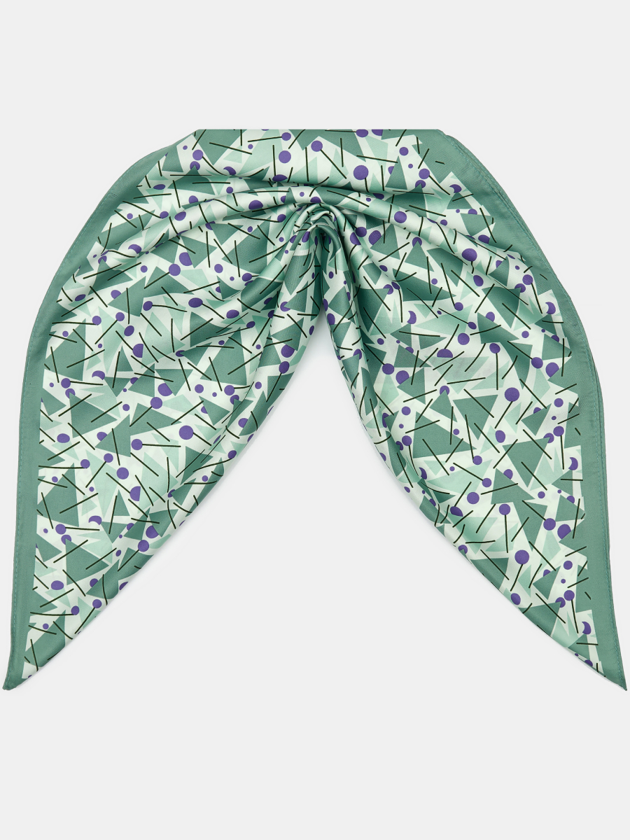 170312P-17488-14_Н Платок женский,100%полиэстер ,55*55, зеленый