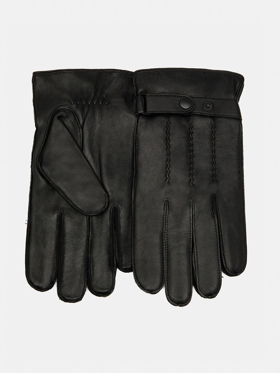 LB-6004-RF-black-10_Н Перчатки муж.нат.кожа70%шерсть 30% акрил р.10 черные