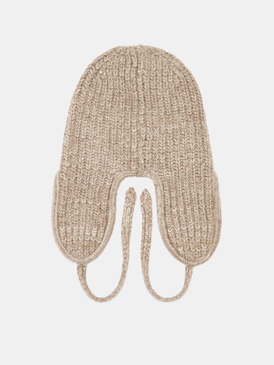 110323P-18495-12 Шапка ушанка женская,60%нейло н,30%вискоза,10%ангора,бежевая