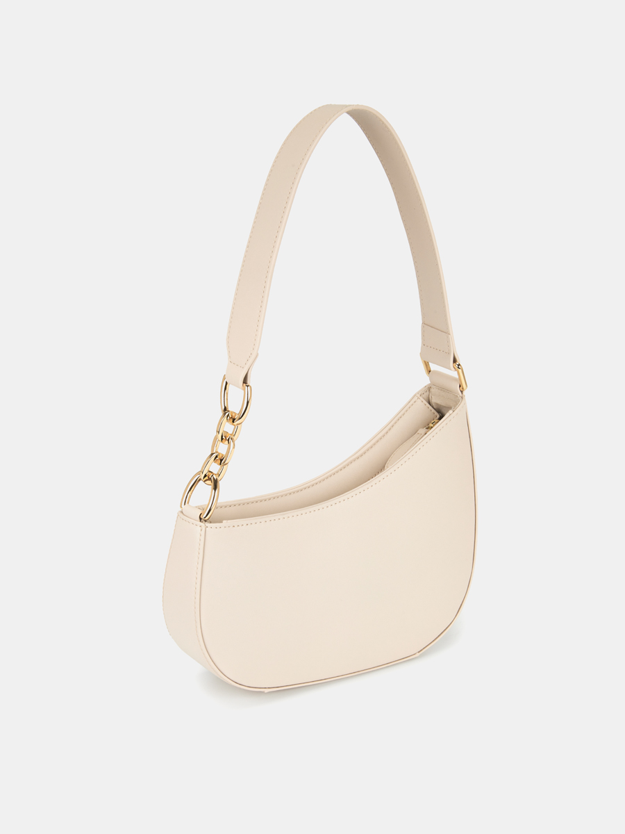 Сумка женская из натуральной кожи, бежевая, 6,5*20*25