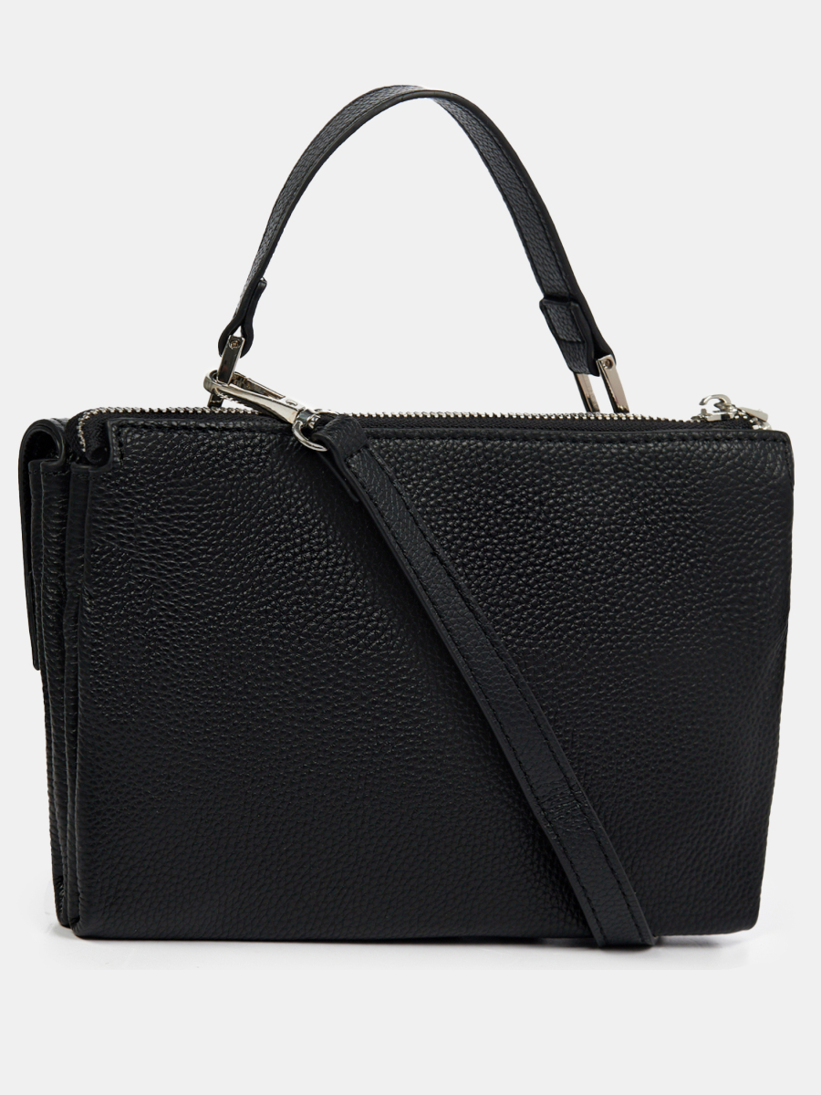 Сумка женская из натуральной кожи, черная, 21*6*15 