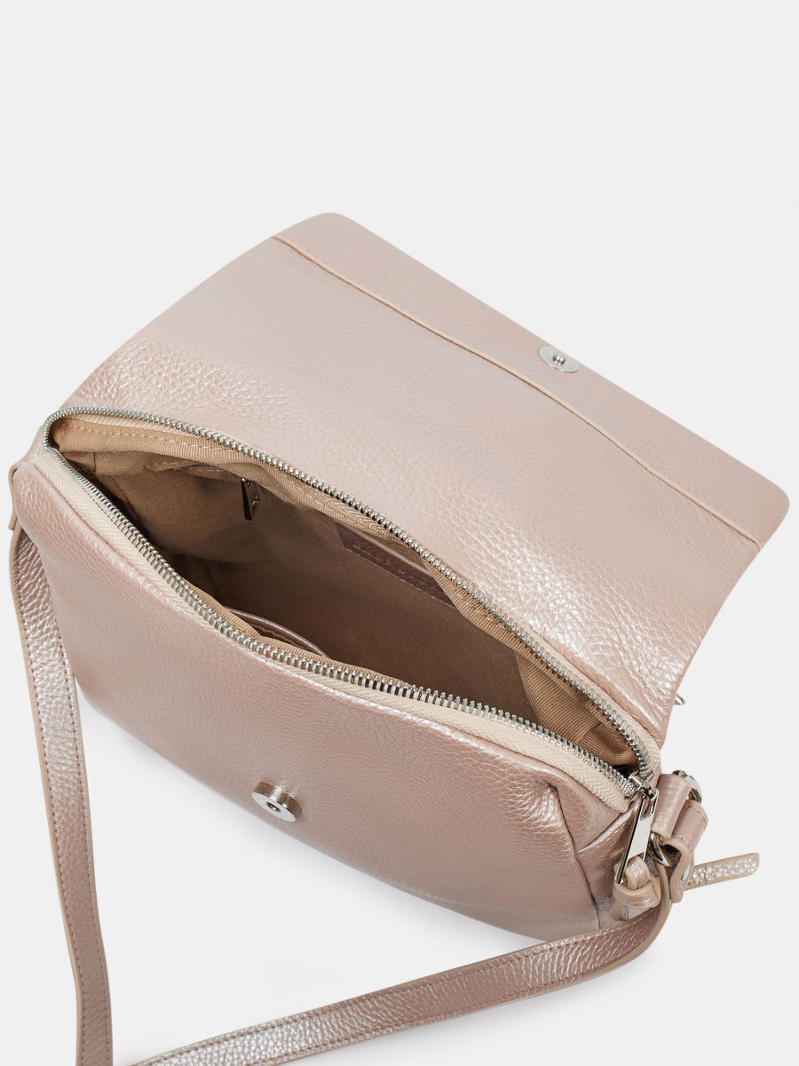 Сумка женская из натуральной кожи, бежевая, 29х24х8