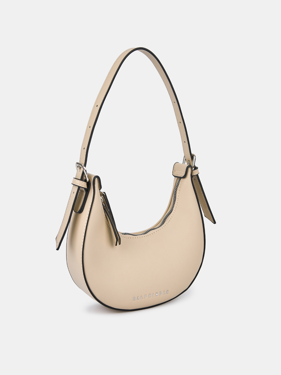 Сумка полумесяц женская, бежевая, 21*6*11