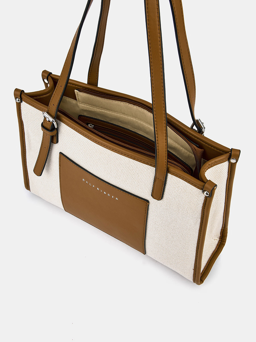 Сумка тоут женская, бежевая, 33*7*23