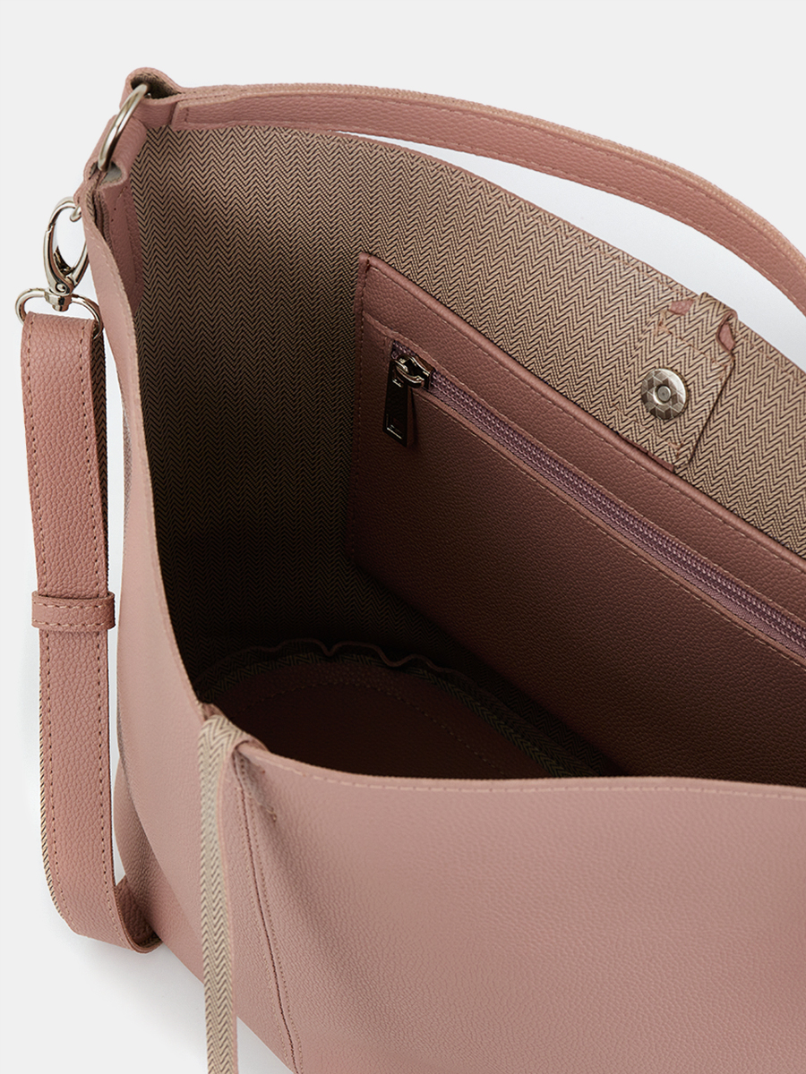 Сумка женская хобо, розовая, 35х26,5х12,5