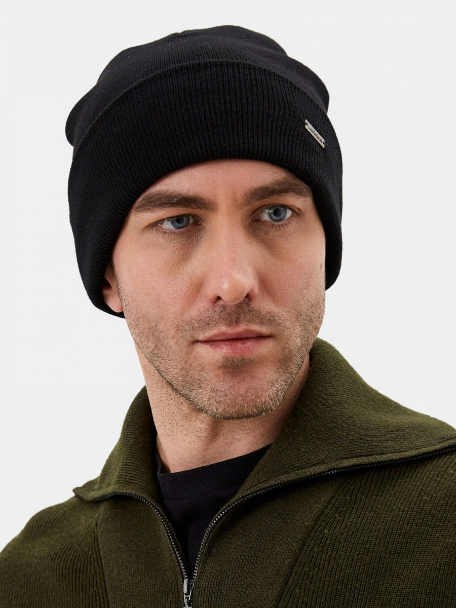 WMT-220-47-PAP-01 Шапка мужская 70%шерсть,30% акрил,б/разм,черная