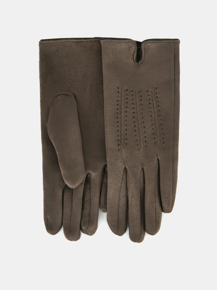 RH32-10_Н Перчатки жен. 100% искусствен ная замша темно-бежевый