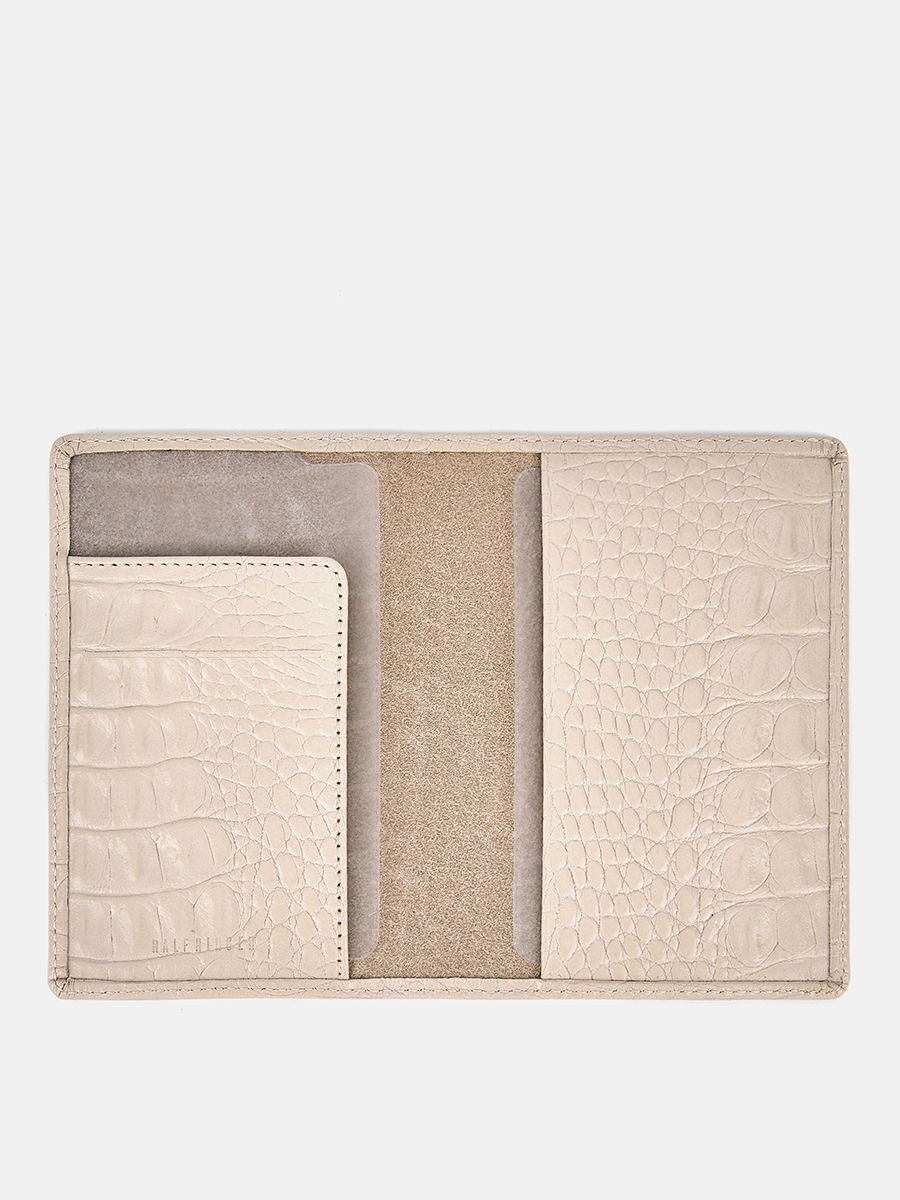 АУГЮ007700 Обложка для паспорта женская натур.кожа,95*137*5,бежевая