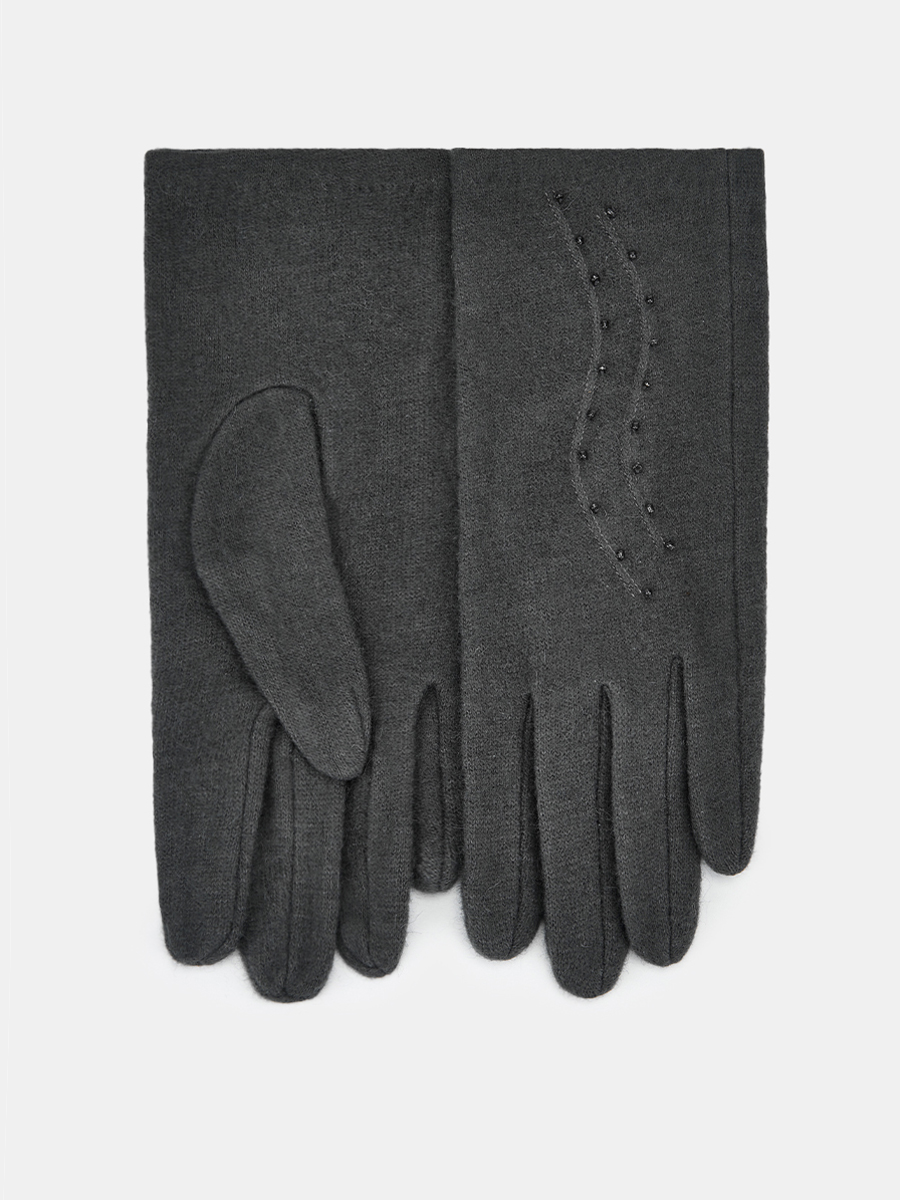 LB-PH-75-RF-d.grey-M_Н Перчатки женские трикотаж без подкладки р.M темно-серые