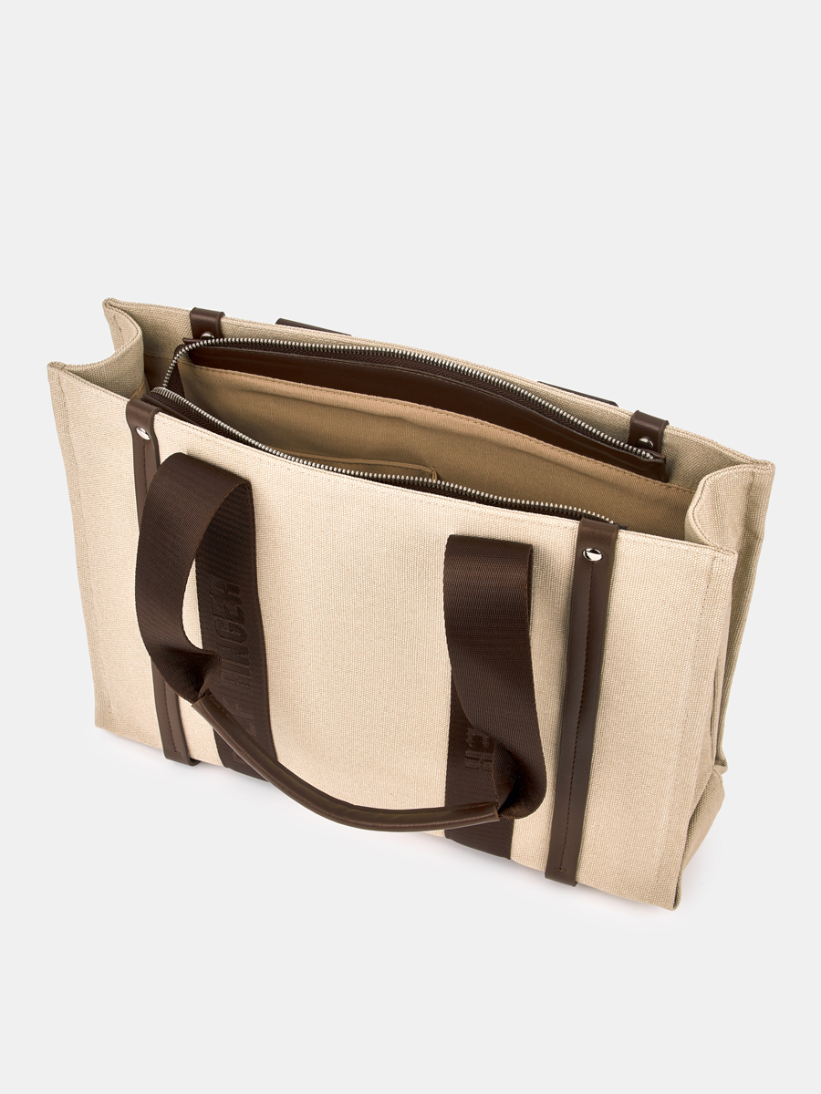  Сумка женская, бежевая, 36x11x25