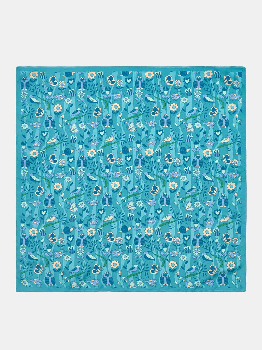 170312P-17486-07_Н Платок женский,100%полиэстер ,55*55, голубой