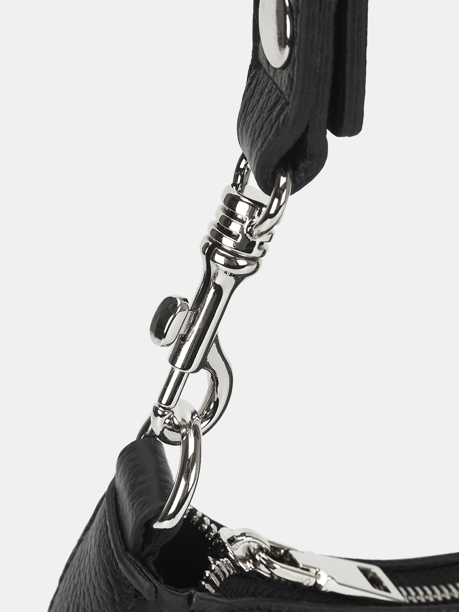 Сумка женская из натуральной кожи, черная, 28х6х17