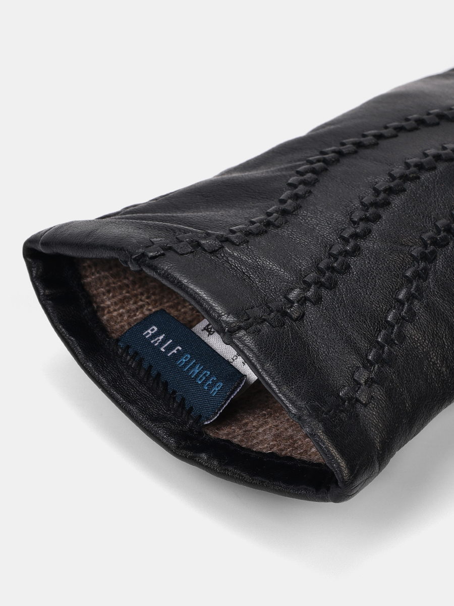 LB-0636-RF-black-7.5_Н Перчатки женские нат.кожа р.7,5 черные