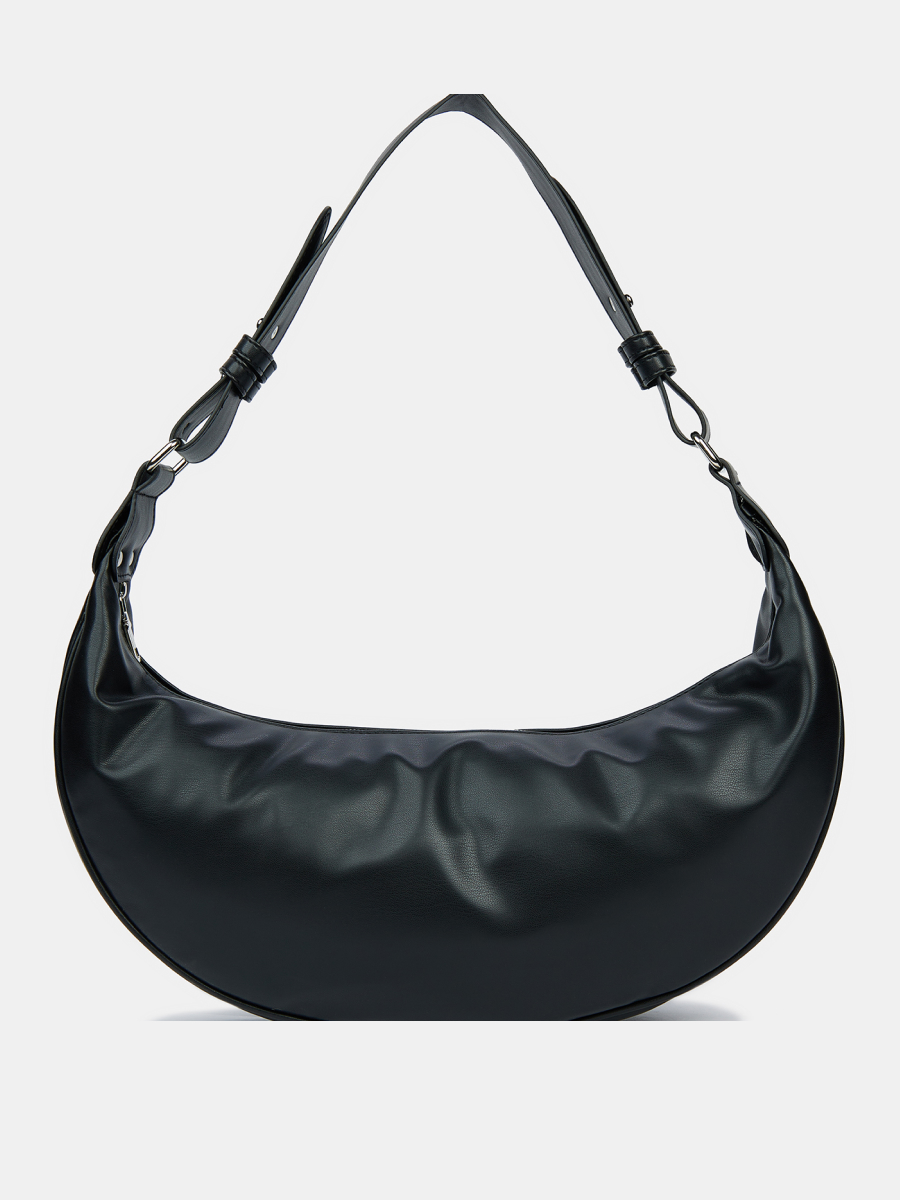 Сумка багет женская, черная, 43х19х9