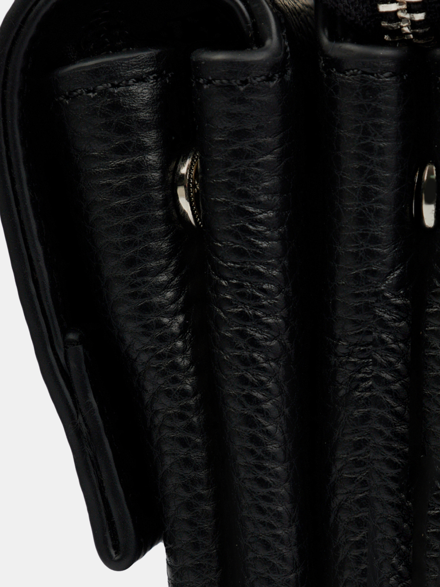 Сумка женская из натуральной кожи, черная, 21*6*15 