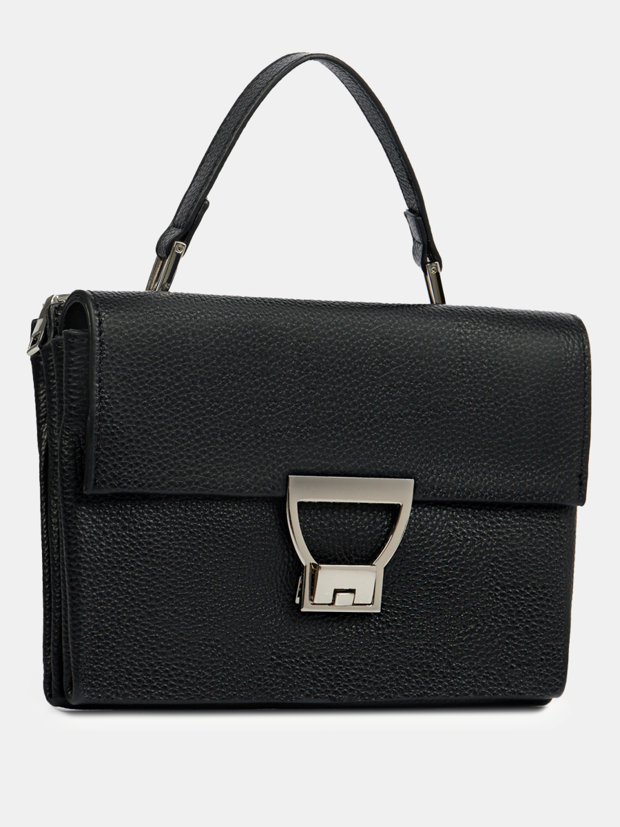 Сумка женская из натуральной кожи, черная, 21*6*15 