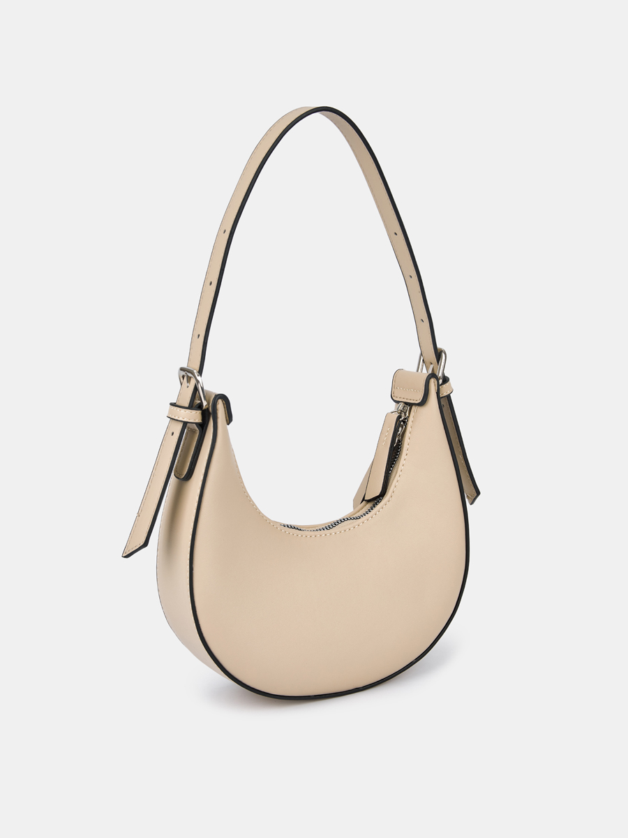 Сумка полумесяц женская, бежевая, 21*6*11