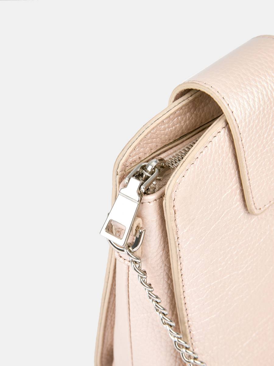 Сумка женская из натуральной кожи, розовая, 13х18х6