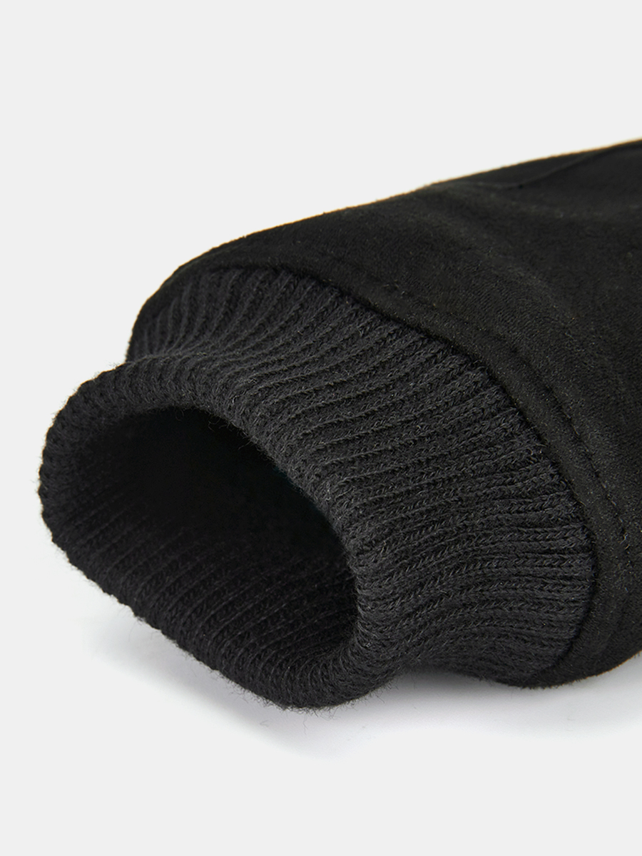 RHM3-1_Н Перчатки муж.искусствен.замша 90%полиэстер10%эластан черный